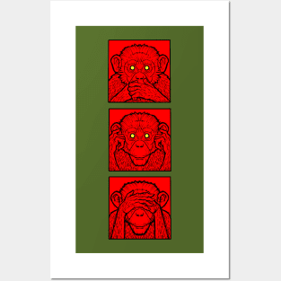 three wise monkeys, see no evil, hear no evil, speak no evil Posters and Art